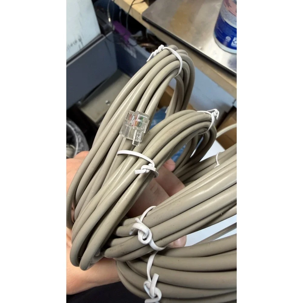 Lot of 5 Grey Telephone Line‎ Cords RJ11 Modular Phone Cables Landline Accessory